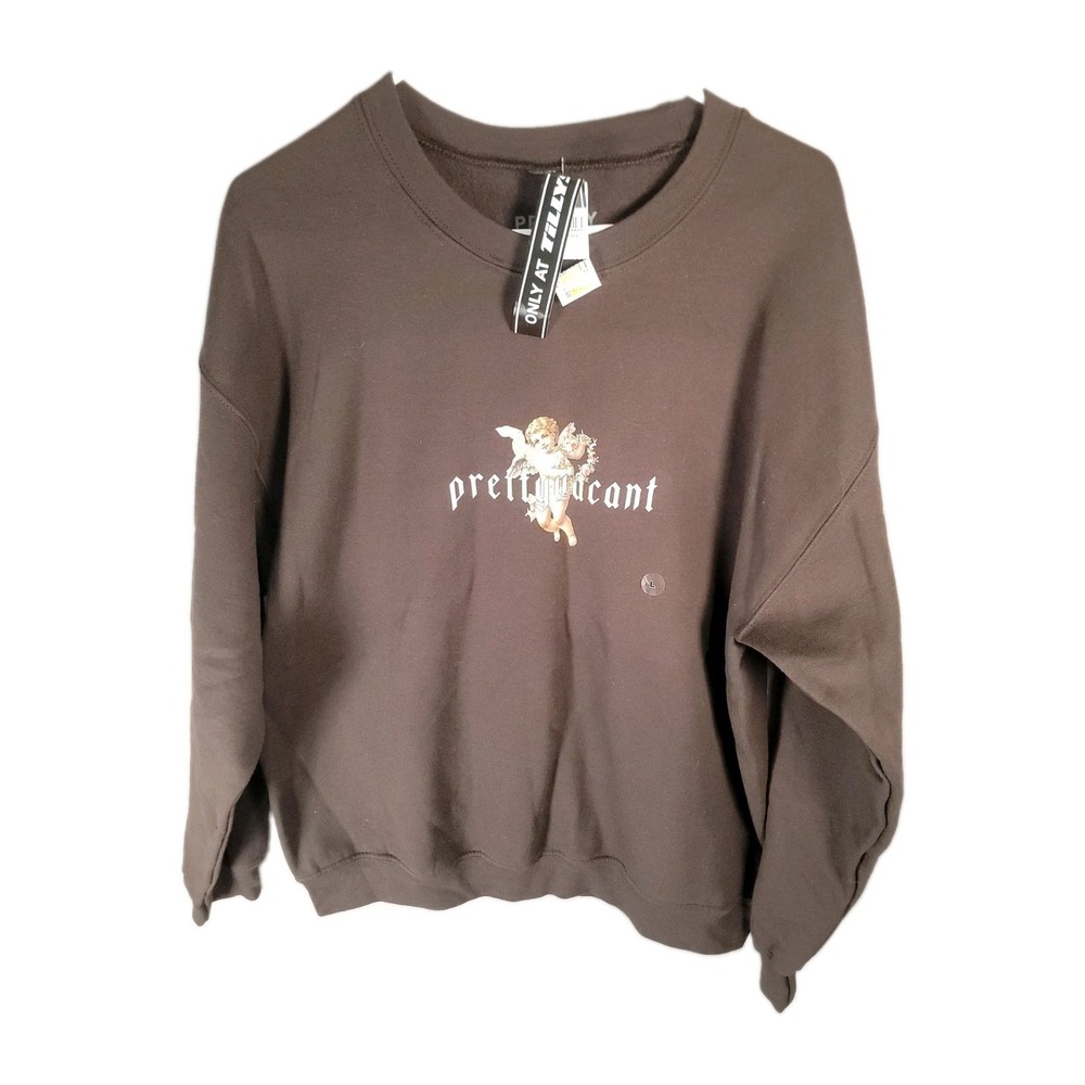 Pretty Vacant Angel Cherub Graphic Sweatshirt Mens Large Brown Tillys NWT